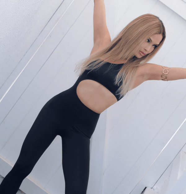 Angel Jansen in Katrina Cutout Catsuit by Girl On Fire Artwear