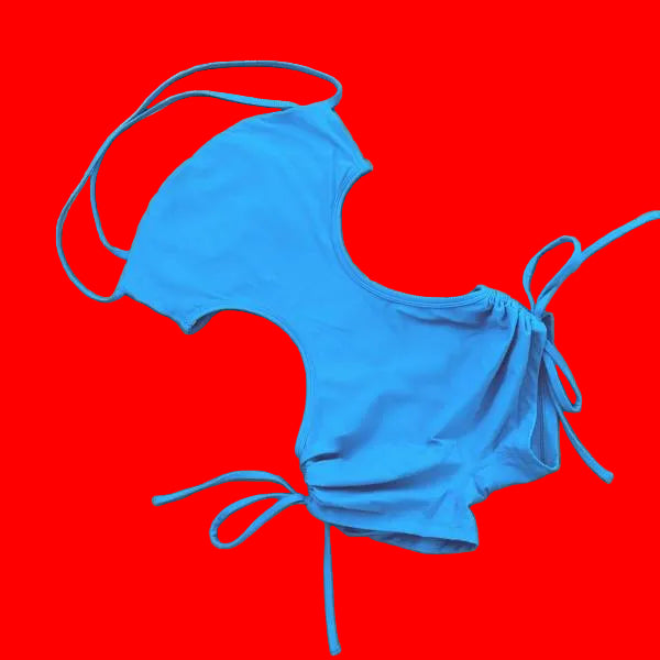 Kesa Cutout Shortie in Peacock by Girl On Fire Artwear made for hot yoga and surfing.