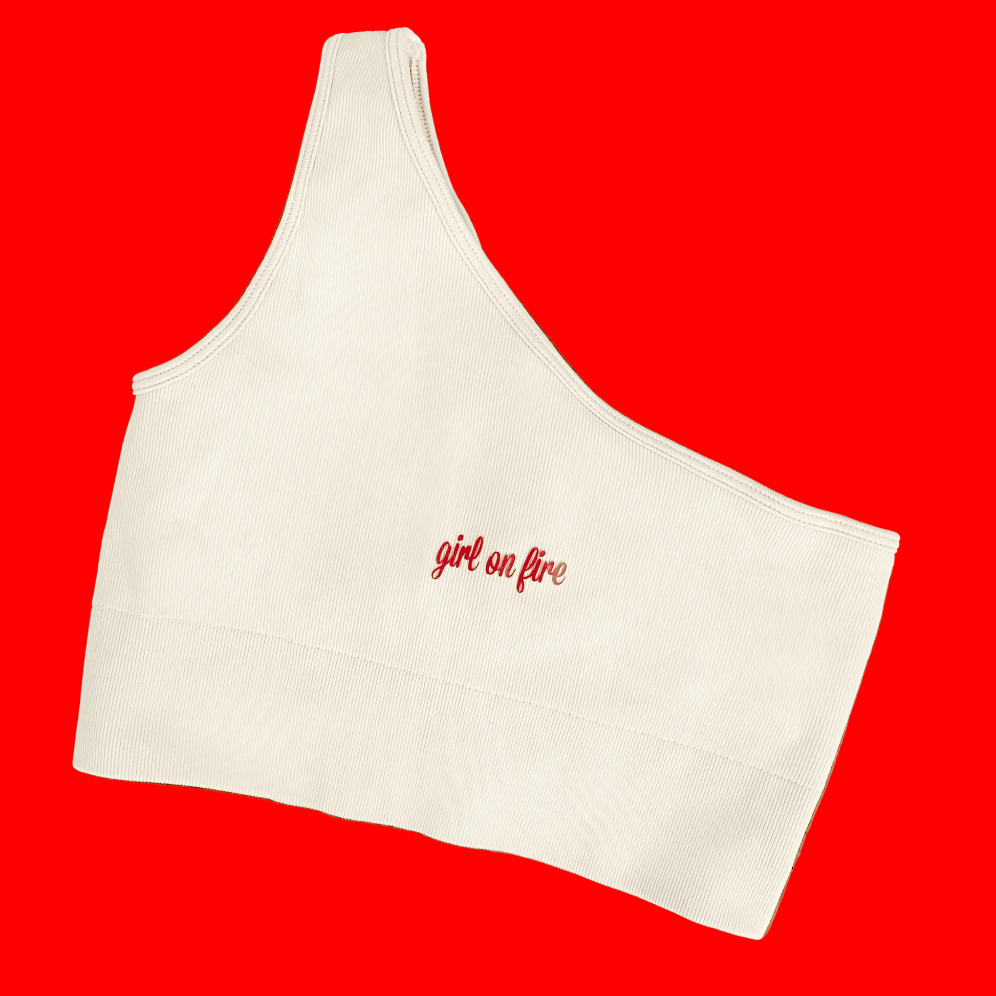 Girl On Fire One Shoulder Yoga Top Stone