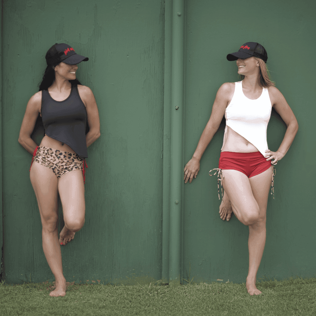 models at a baseball field wearing Girl On Fire Artwear