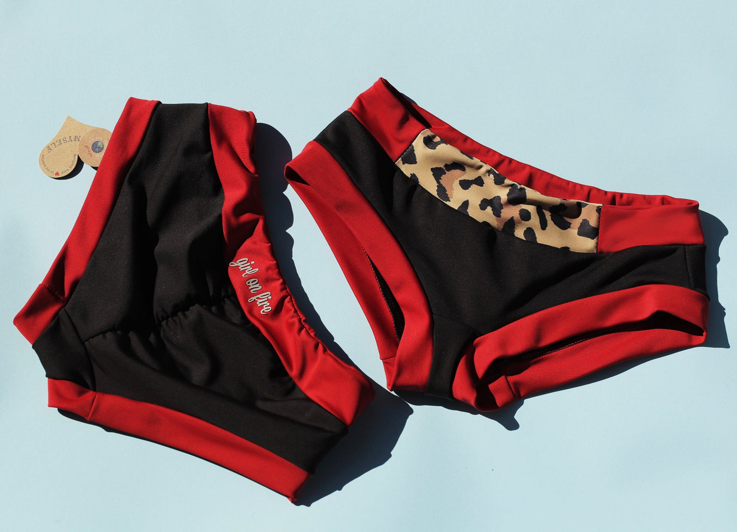 The Lover Hot Yoga Short Surf Swim Short by Girl On Fire Artwear in Leopard, Love, Batgirl